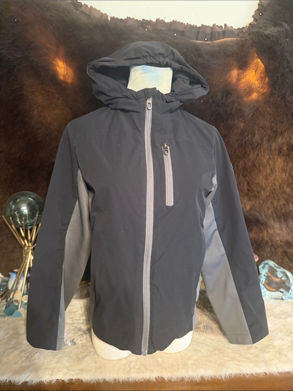 Kids Hooded Softshell Jacket - Gray/Charcoal M 10/12 (6018)
